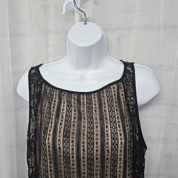 Loft Black Tan Lace Tank Top Boho Goth Coquette Fairy 12 - Picture 2 of 13